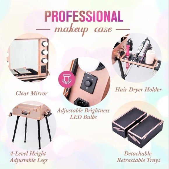 Kemier Make-up Artist Cosmetic Case/Vanity Station - NIB - Rose Gold - Picture 6 of 8